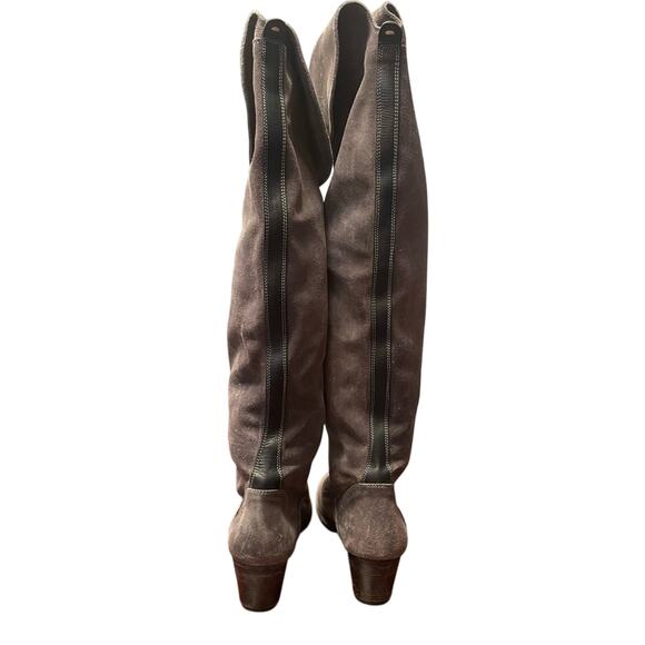 Gray Suede Knee High Handmade Boots n.d.c. 40 Tall Dressy Bohemian Earthy - Picture 3 of 8